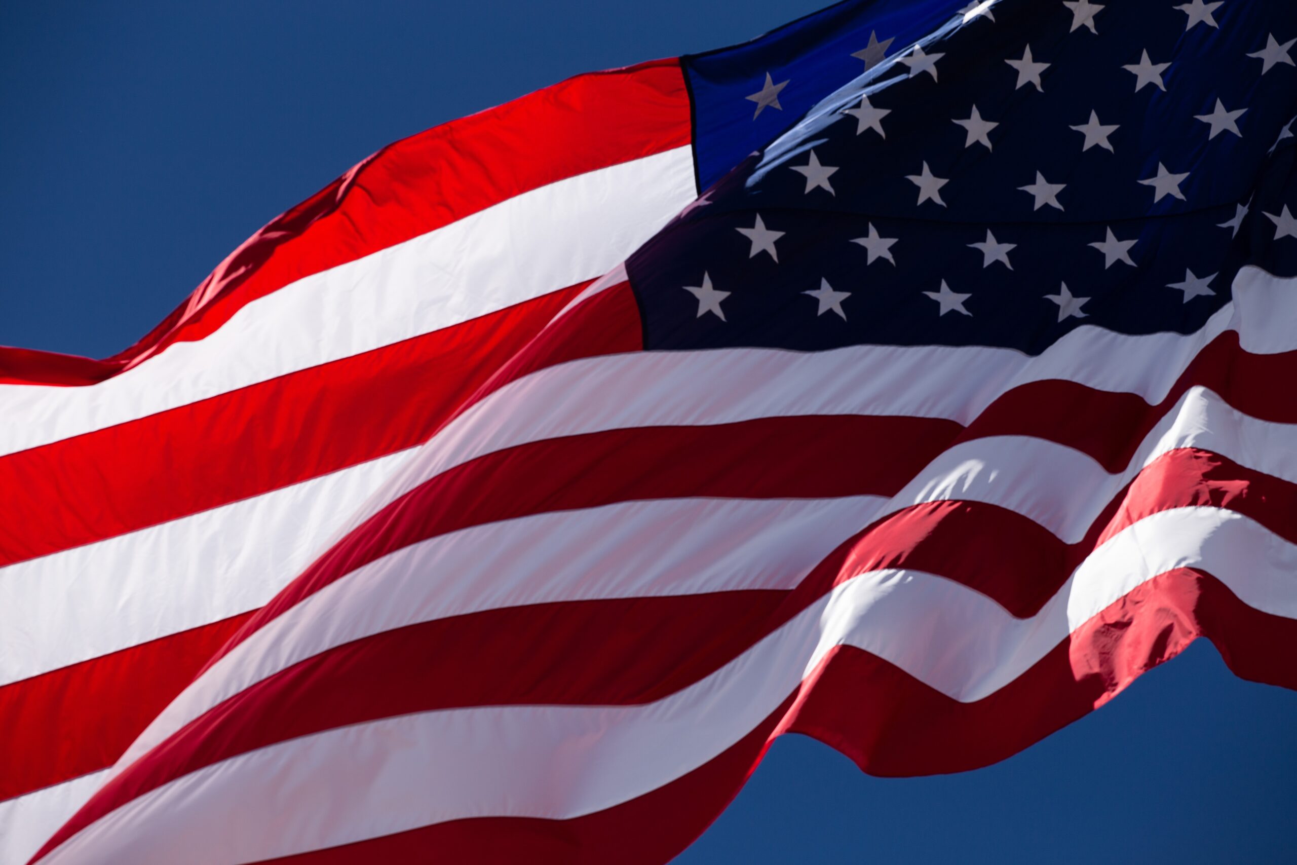 Close up image of the American Flag for the United States of America